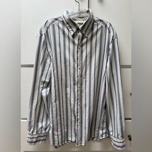 Stamp 10 Classic Striped Men's Button Down Shirt in Size Large